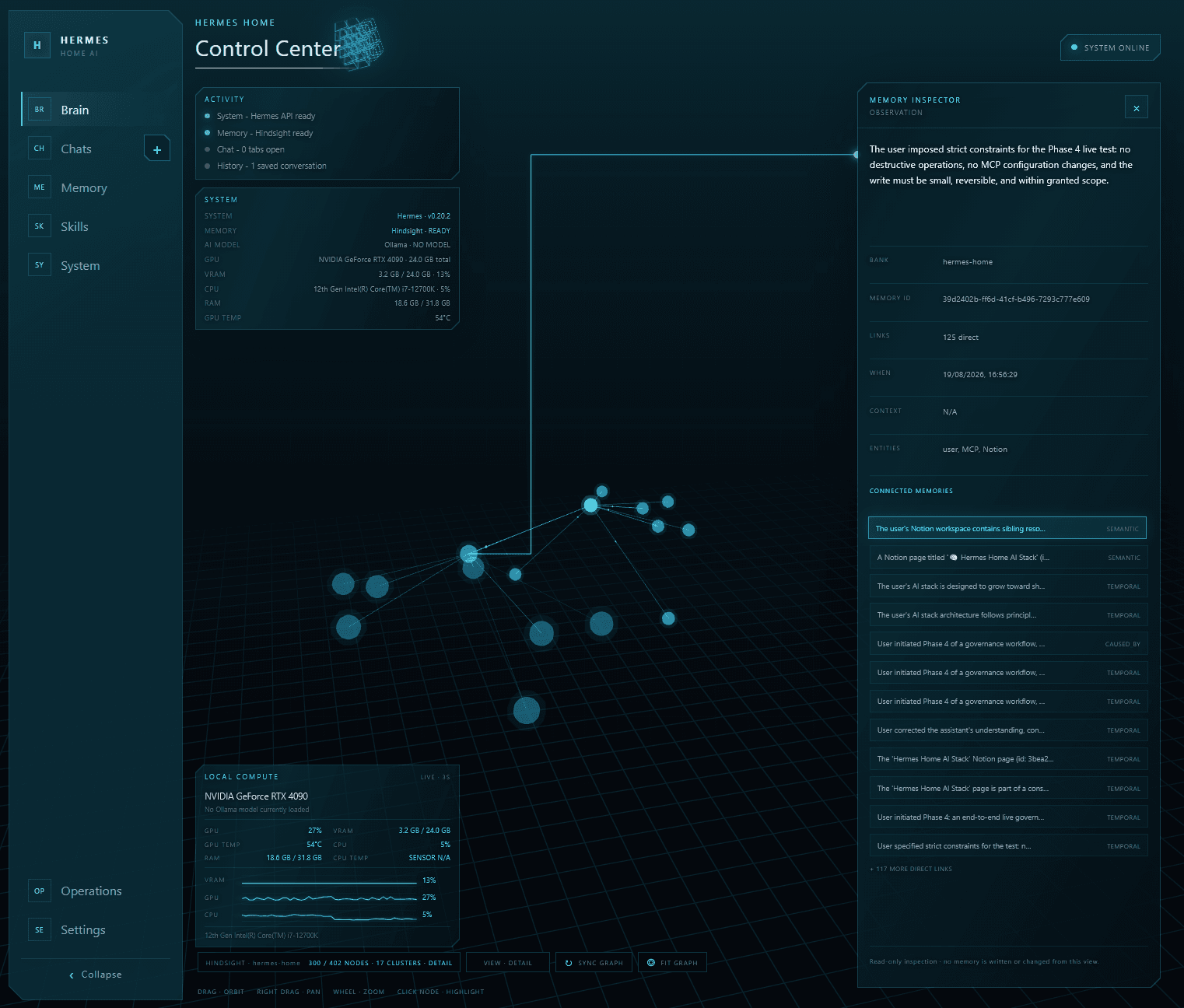 Screenshot of Hermes Home