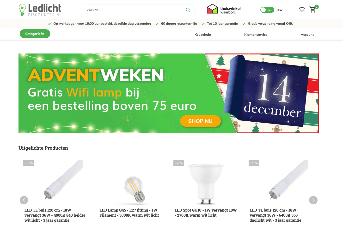 Screenshot of LCB LED Europe webshops